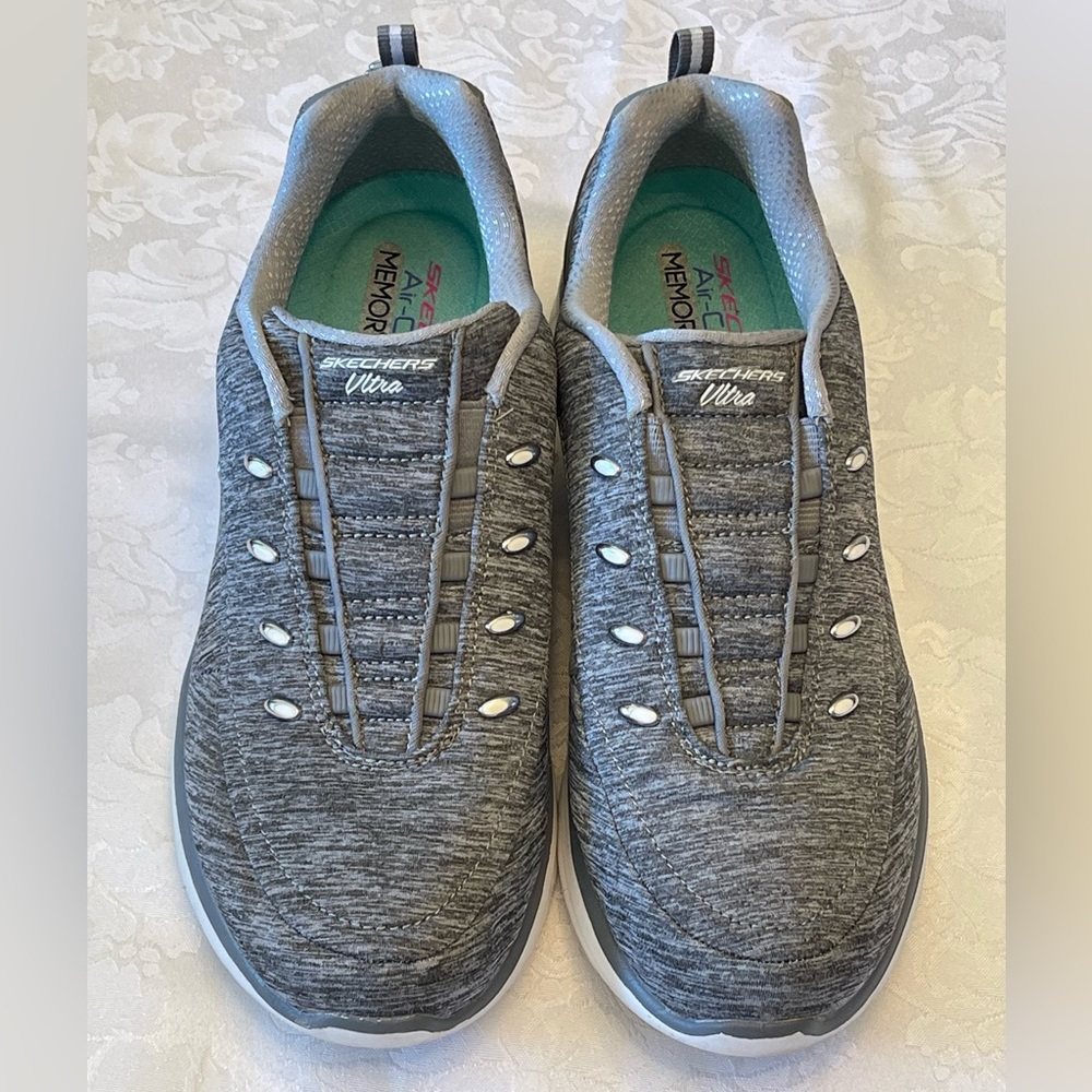 Sketchers Air Cooled Memory Foam slip on sneakers- grey- like new- size 9.5